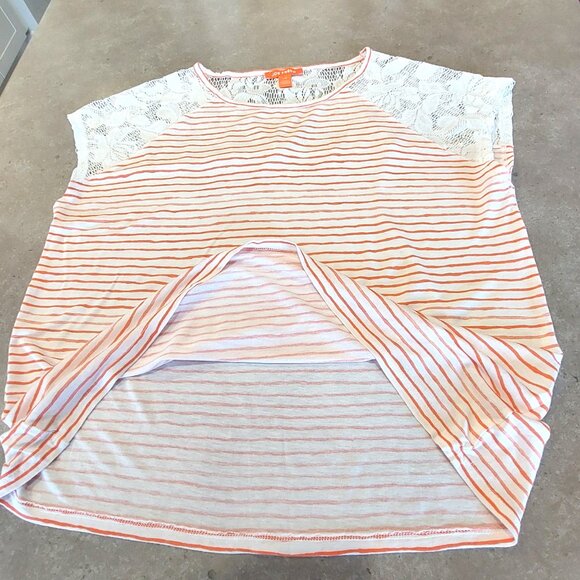JOE FRESH Women's White & Orange Stripe Short Sleeve T-Shirt - Large - Picture 10 of 12